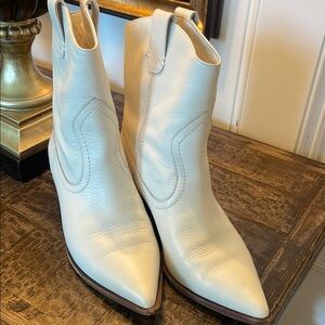 J. Crew Women's Cream Leather Ankle Boots